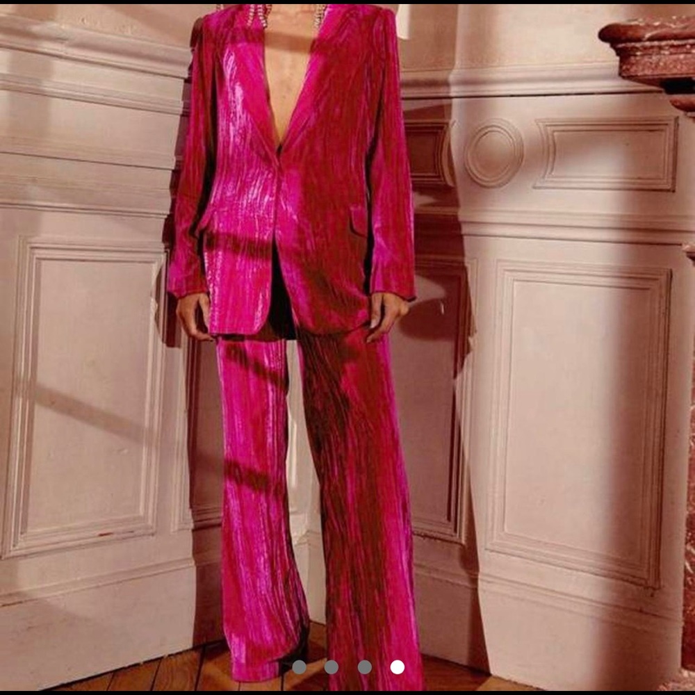 NastyGal velvet suit — brand new with tags! Size 8 pant, size 10 jacket.